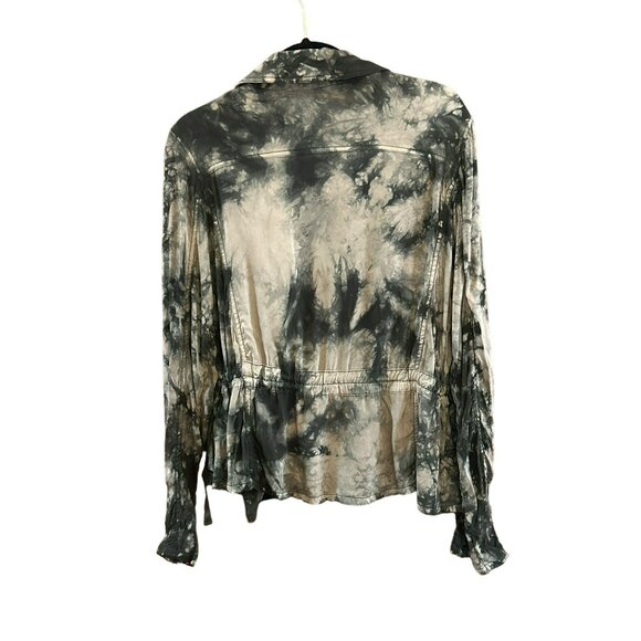 Marrakech Women's Black White Tie-Dye Moto Jacket Small Grunge Goth Y2K Style - Picture 4 of 4